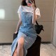 Denim Streetwear Sleeveless Pockets Jeans Long Sundress Denim Streetwear Sleeveless Pockets Jeans Long Sundress