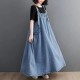 Denim Suspender Long Skirt Loose Casual Punk Vintage Style Denim Suspender Long Skirt Loose Casual Punk Vintage Style