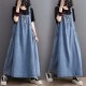 Denim Suspender Long Skirt Loose Casual Punk Vintage Style Denim Suspender Long Skirt Loose Casual Punk Vintage Style