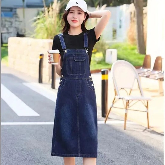 Loose Large Size Denim Strap Dress For Women Jeans Casual Chic Loose Large Size Denim Strap Dress For Women Jeans Casual Chic