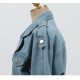 Elegant Full Sleeve Split Women Denim Dress Notched Collar Elegant Full Sleeve Split Women Denim Dress Notched Collar