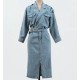 Elegant Full Sleeve Split Women Denim Dress Notched Collar Elegant Full Sleeve Split Women Denim Dress Notched Collar