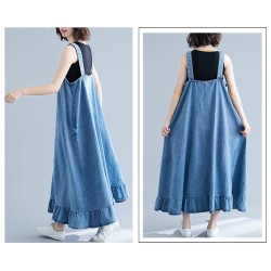 Single Breasted Cotton Denim Dresses