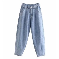 Khaki Female Cargo Pants High Waist Harem Loose Jeans Plus Size