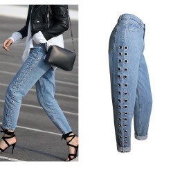 Denim Pants BF Wind High Waist Loose Straight Jeans