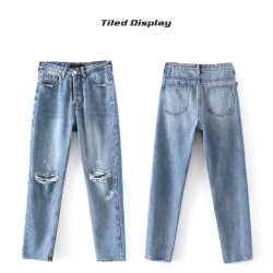 Jeans Boyfriends Large Size Ripped Jeans with High Waist Streetwear