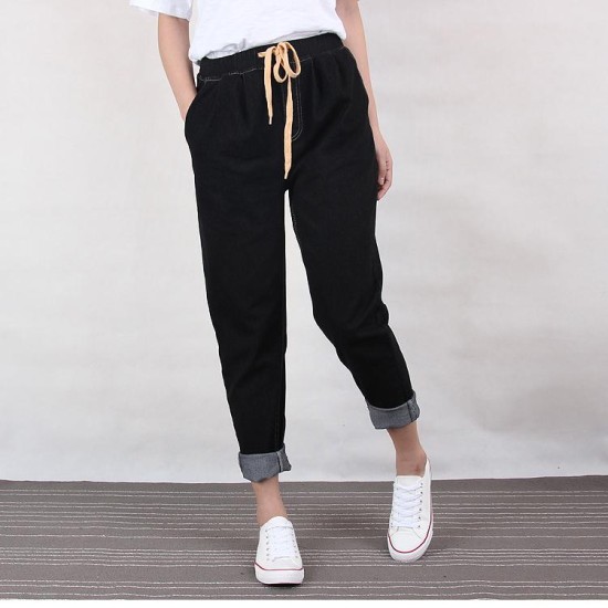 Jeans Harem Pants High Elastic Waist Softener Loose Denim Jeans Harem Pants High Elastic Waist Softener Loose Denim