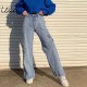 Pockets Patchwork High Waist Jeans Streetwear Straight Pockets Patchwork High Waist Jeans Streetwear Straight