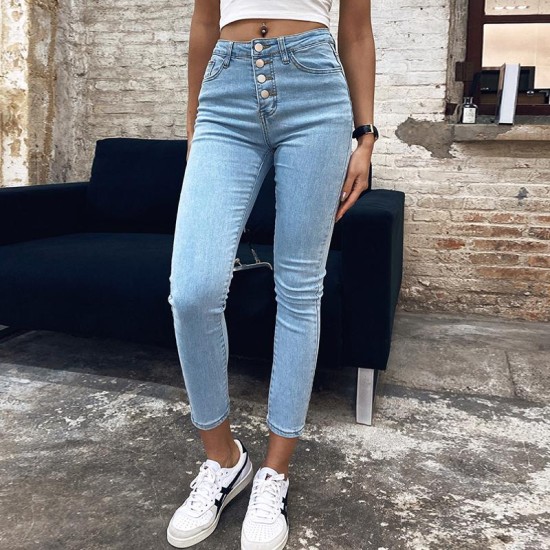 Stretch High Waist Jeans Skinny Slim Washed Denim Pencil Pants Stretch High Waist Jeans Skinny Slim Washed Denim Pencil Pants