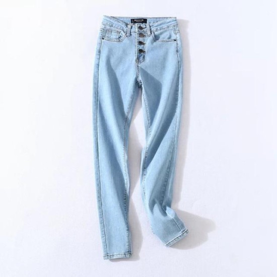 Stretch High Waist Jeans Skinny Slim Washed Denim Pencil Pants Stretch High Waist Jeans Skinny Slim Washed Denim Pencil Pants