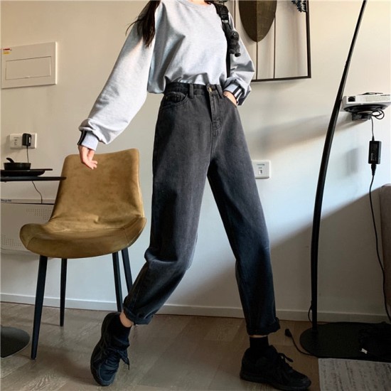 Fashion straight jeans women's style high waist pants Fashion straight jeans women's style high waist pants