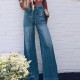 Wide Leg Jeans Woman Plus Size Lace-up Washed Pants Loose Cotton Casual Wide Leg Jeans Woman Plus Size Lace-up Washed Pants Loose Cotton Casual