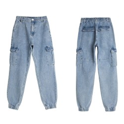 High Waist Side Pocket Jeans Spring Autumn Harem Denim