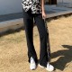 Flare Jeans Women Denim Pants High Waisted Slit Leg Vintage Streetwear Flare Jeans Women Denim Pants High Waisted Slit Leg Vintage Streetwear