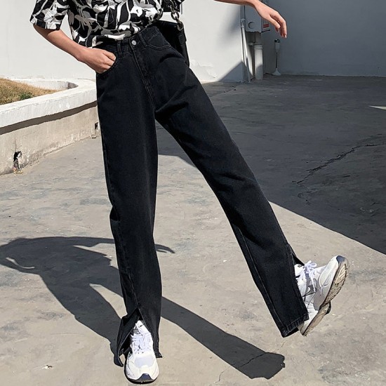 Flare Jeans Women Denim Pants High Waisted Slit Leg Vintage Streetwear Flare Jeans Women Denim Pants High Waisted Slit Leg Vintage Streetwear