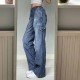 Jeans Streetwear High Waist Jeans Wide Leg Pockets Patchwork Baggy Cargo Jeans Streetwear High Waist Jeans Wide Leg Pockets Patchwork Baggy Cargo