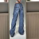 Jeans Streetwear High Waist Jeans Wide Leg Pockets Patchwork Baggy Cargo Jeans Streetwear High Waist Jeans Wide Leg Pockets Patchwork Baggy Cargo