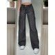Jeans Streetwear High Waist Jeans Wide Leg Pockets Patchwork Baggy Cargo Jeans Streetwear High Waist Jeans Wide Leg Pockets Patchwork Baggy Cargo