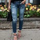 Denim Skinny Ripped Destroyed Pleated Stretch Jeans Denim Skinny Ripped Destroyed Pleated Stretch Jeans