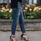 Denim Skinny Ripped Destroyed Pleated Stretch Jeans Denim Skinny Ripped Destroyed Pleated Stretch Jeans
