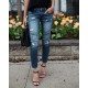 Denim Skinny Ripped Destroyed Pleated Stretch Jeans Denim Skinny Ripped Destroyed Pleated Stretch Jeans