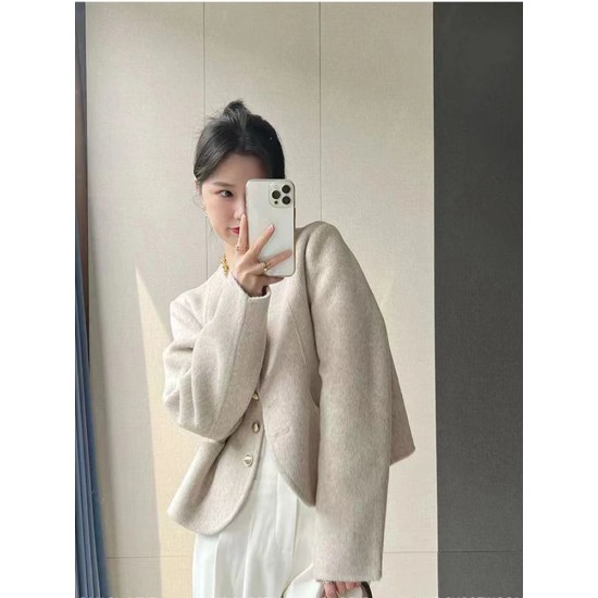 Elegant Tweed Jacket Women Fashion Sweet Single Breasted Coat Elegant Tweed Jacket Women Fashion Sweet Single Breasted Coat