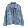 Vintage Women Jacket Oversize Denim Washed Blue Jeans Coat