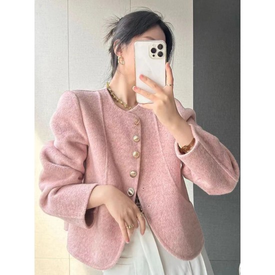 Elegant Tweed Jacket Women Fashion Sweet Single Breasted Coat Elegant Tweed Jacket Women Fashion Sweet Single Breasted Coat
