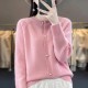 women's O-neck cardigan loose long-sleeved sweater top