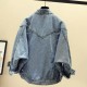 Denim bomber Jacket Women's Short Bat Sleeve Loose Woman coat Denim bomber Jacket Women's Short Bat Sleeve Loose Woman coat