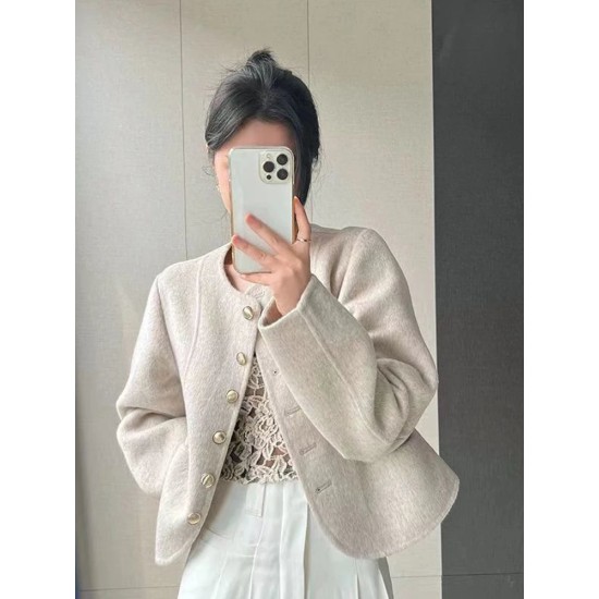 Elegant Tweed Jacket Women Fashion Sweet Single Breasted Coat Elegant Tweed Jacket Women Fashion Sweet Single Breasted Coat