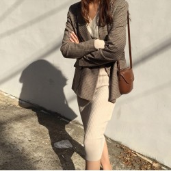 Vintage Double Breasted Office Ladies Plaid Blazer