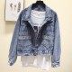 Vintage Denim Jacket Women Spring Coat Ripped oversized