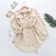 Women Solid Corduroy Batwing Sleeve Vintage Shirt Jacket With Belt Women Solid Corduroy Batwing Sleeve Vintage Shirt Jacket With Belt