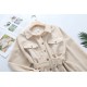 Women Solid Corduroy Batwing Sleeve Vintage Shirt Jacket With Belt Women Solid Corduroy Batwing Sleeve Vintage Shirt Jacket With Belt