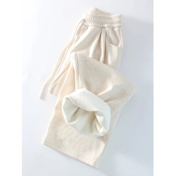 Loose Fleece Pants Women Wide Leg Thick Velvet Casual Trousers