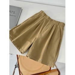 Casual Wide Leg Cotton High Waist Loose A Line Short Pants