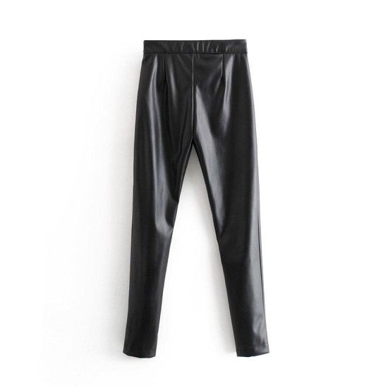Stylish PU Faux Leather Stretch Pants Solid High Waist Stylish PU Faux Leather Stretch Pants Solid High Waist