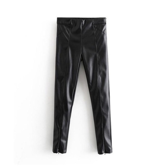 Stylish PU Faux Leather Stretch Pants Solid High Waist Stylish PU Faux Leather Stretch Pants Solid High Waist