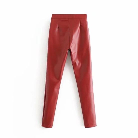 Stylish PU Faux Leather Stretch Pants Solid High Waist Stylish PU Faux Leather Stretch Pants Solid High Waist