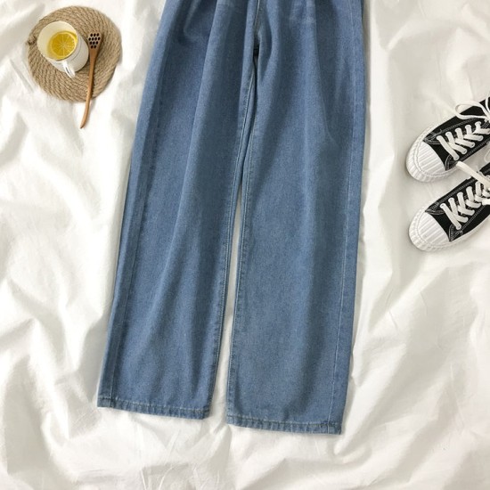 Streetwear Straight Solid Color High Waist Trouser Baggy Fashion