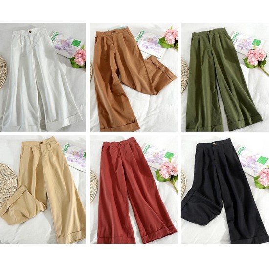 Style Wide Leg Ankle Pants High Waist Trousers Femme Style Wide Leg Ankle Pants High Waist Trousers Femme