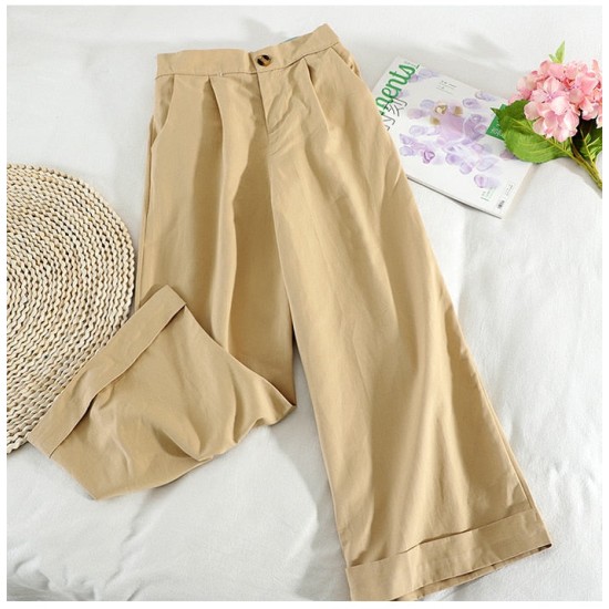 Style Wide Leg Ankle Pants High Waist Trousers Femme Style Wide Leg Ankle Pants High Waist Trousers Femme