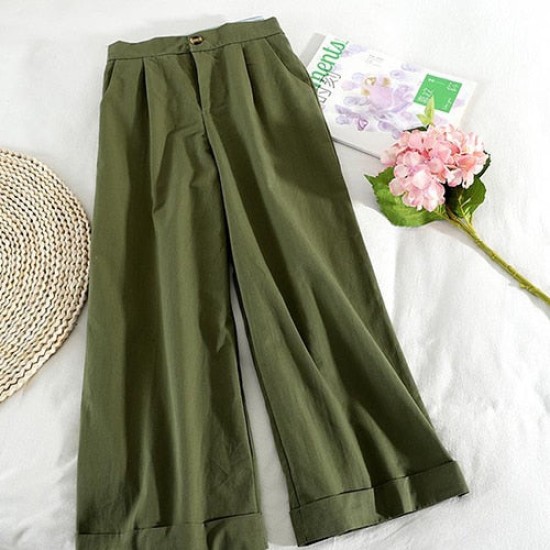 Style Wide Leg Ankle Pants High Waist Trousers Femme Style Wide Leg Ankle Pants High Waist Trousers Femme