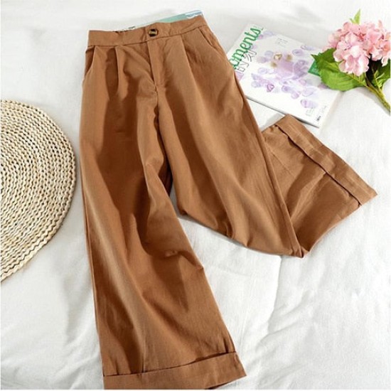 Style Wide Leg Ankle Pants High Waist Trousers Femme Style Wide Leg Ankle Pants High Waist Trousers Femme