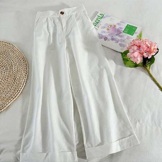 Style Wide Leg Ankle Pants High Waist Trousers Femme Style Wide Leg Ankle Pants High Waist Trousers Femme