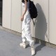 Fashion Cargo Women's Pants Pocket White Streetwear High Waist Trousers Vintage Straight Fashion Cargo Women's Pants Pocket White Streetwear High Waist Trousers Vintage Straight