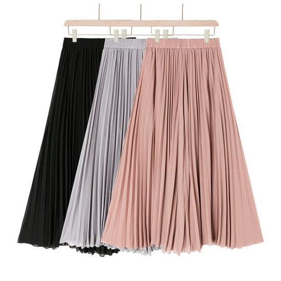 Loose Pleated Chiffon Pants Elastic High Waist Thin Wide Leg Pants
