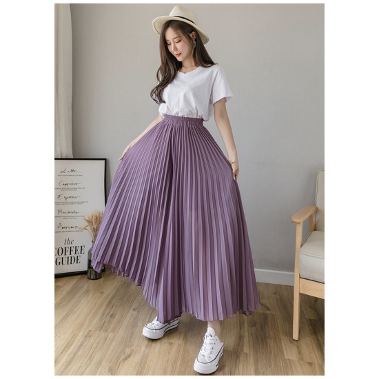 Fashion Streetwear Pleated Culotte Pants Blue Black Purple Chiffon Trousers Fashion Streetwear Pleated Culotte Pants Blue Black Purple Chiffon Trousers