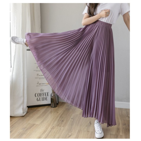 Fashion Streetwear Pleated Culotte Pants Blue Black Purple Chiffon Trousers Fashion Streetwear Pleated Culotte Pants Blue Black Purple Chiffon Trousers